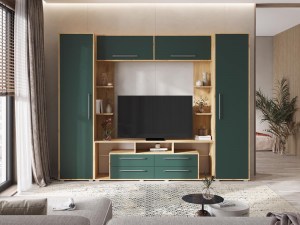 Гостиная Гармония МДФ (Миф) Браш Мени Грин/Дуб Крафт